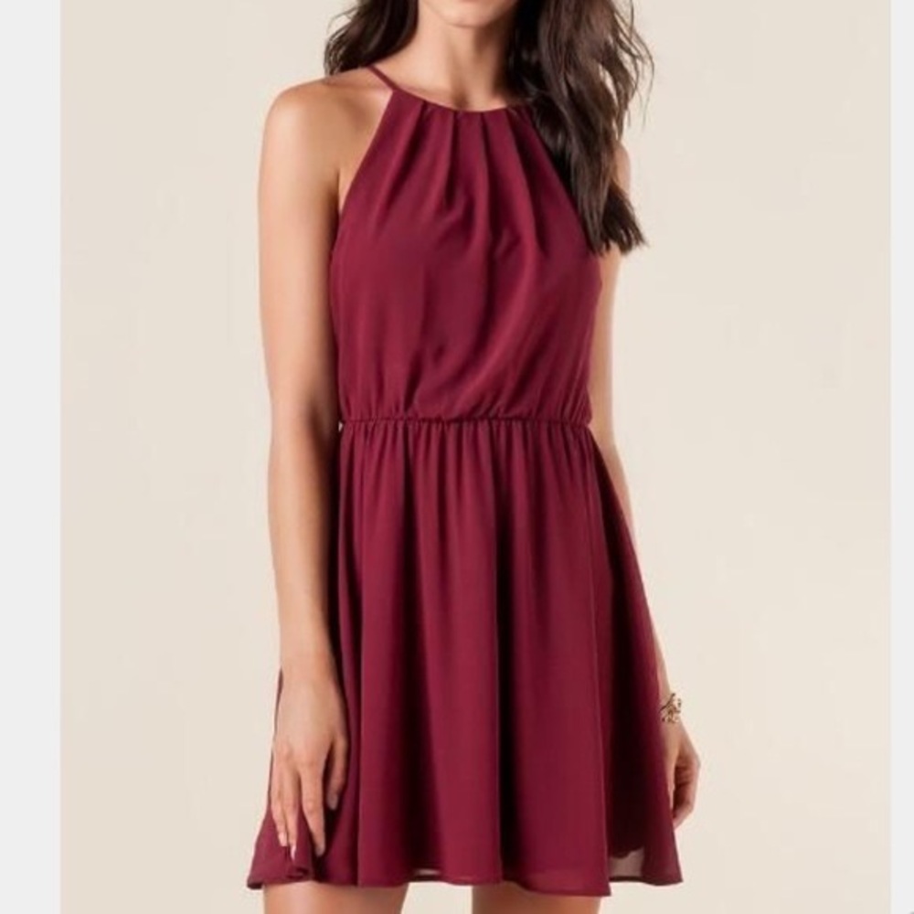 Francesca's Maroon Lush Mini Dress